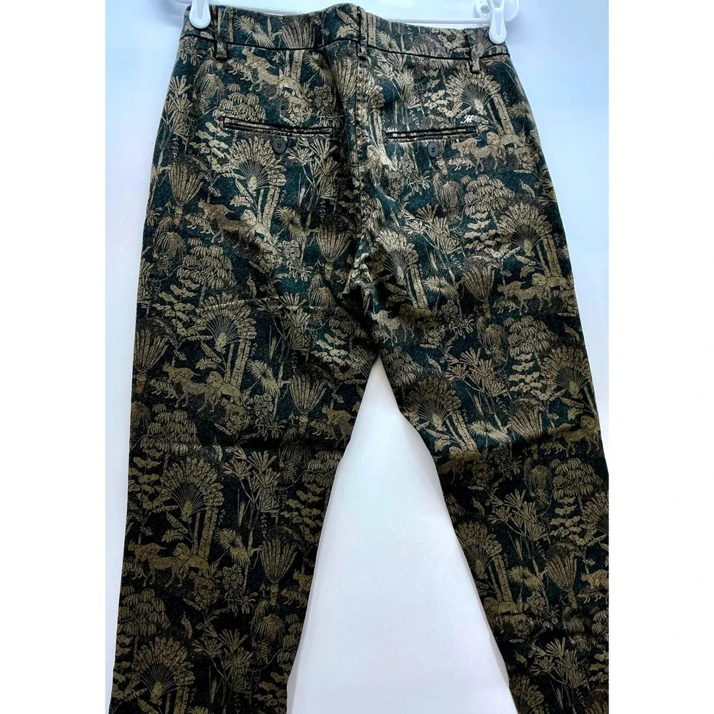 Masons New York Slim‎ Jacquard Brocade Jungle Animal Print Pants Safari Italian
